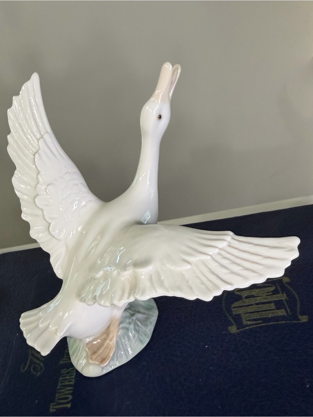 Lladro White Porcelain Running Duck Figurine